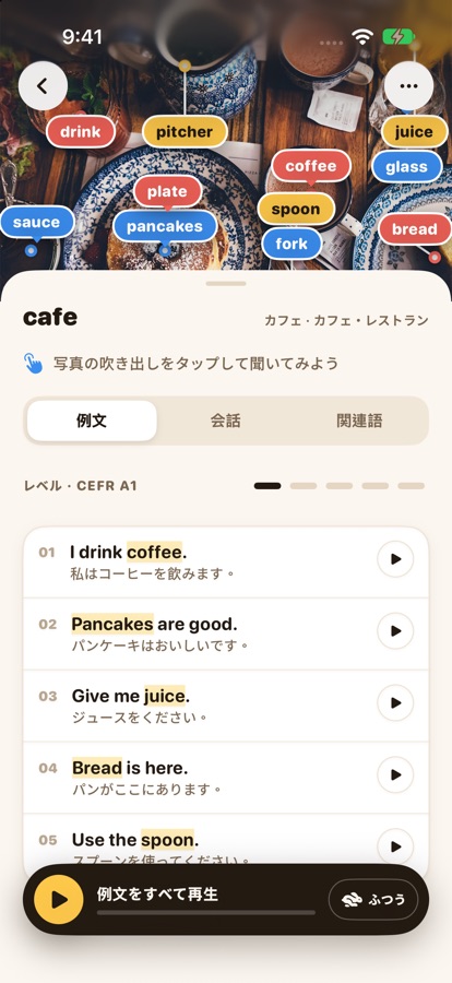 写真の単語と例文